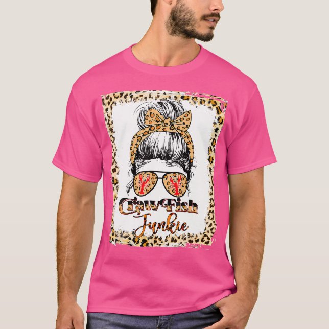 T-shirt Poisson-crevette blanchie Junkie Leopard Messy Bun (Devant)