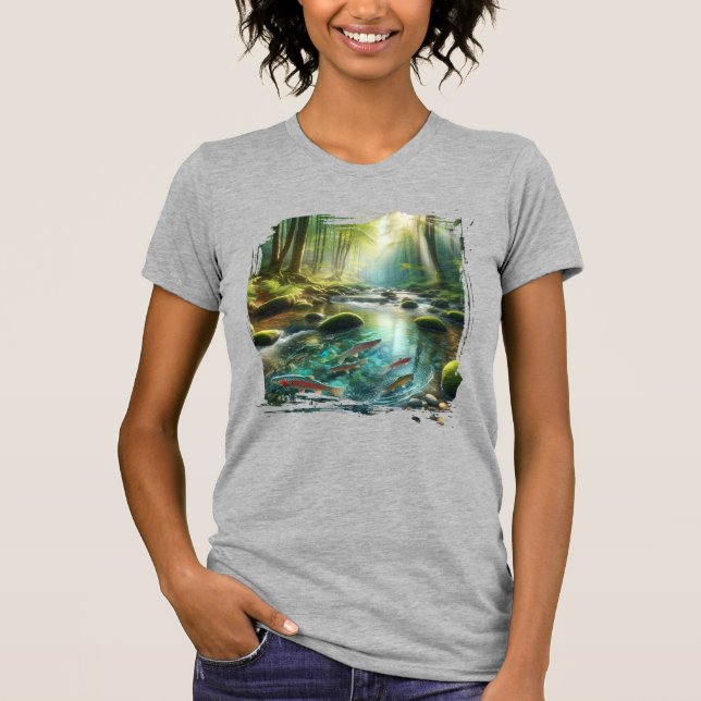 T-shirt Poisson Dans Un Ruisseau (Devant)