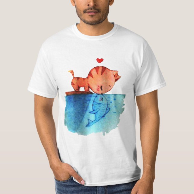 T-shirt Poisson de baiser de chat (Devant)