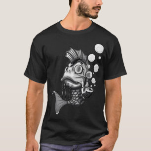 T-shirt Poisson de dessin animé dans le chapeau qui fume u