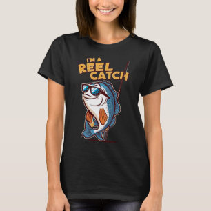 T-shirt Poisson de dessin animé drôle avec des lunettes de