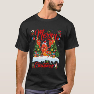 T-shirt Poisson de homard Joyeux sapin Lumières Père Noël 