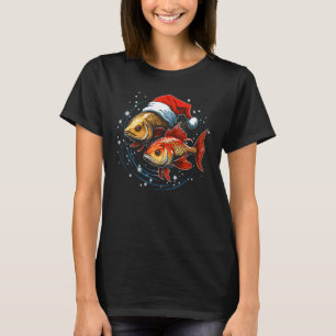 T-shirt Poisson de Noël Père Noël Chapeau Cadeau de Noël P
