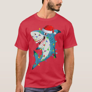 T-shirt Poisson de requin illuminations de Noël Père Noël