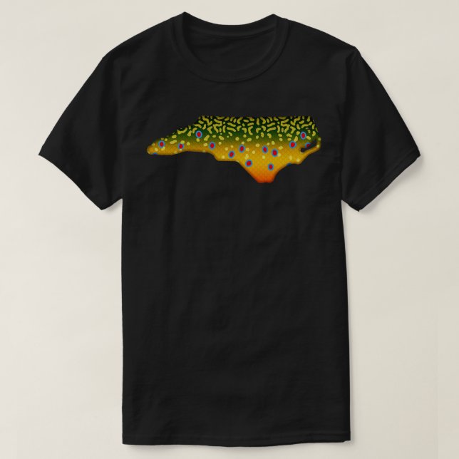T-shirt Poisson de truite broyée North olina State Map Pêc (Design devant)