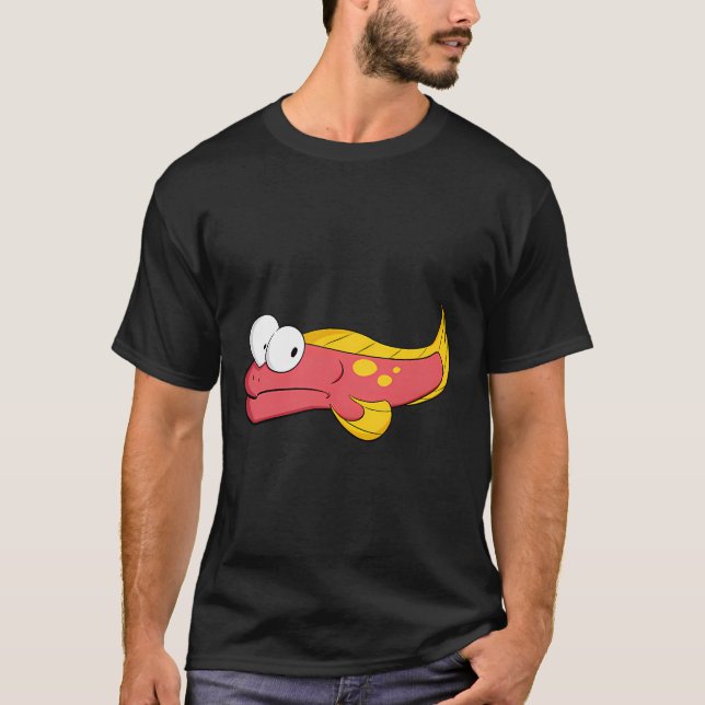 T-shirt Poisson déjanté (rose chaud + jaune) (Devant)