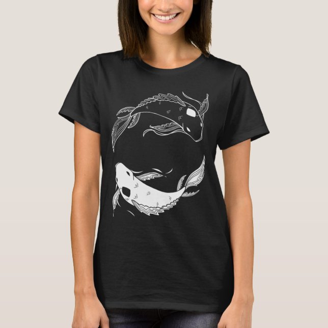 T-shirt poisson d'esprit blanc sur noir atla Classique  (Devant)