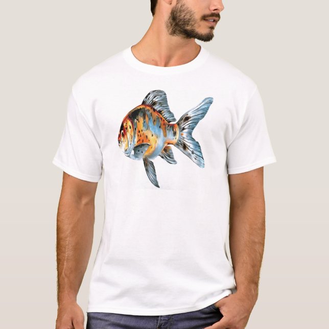 T-shirt Poisson d'or bleu et orange Shubunkin (Devant)