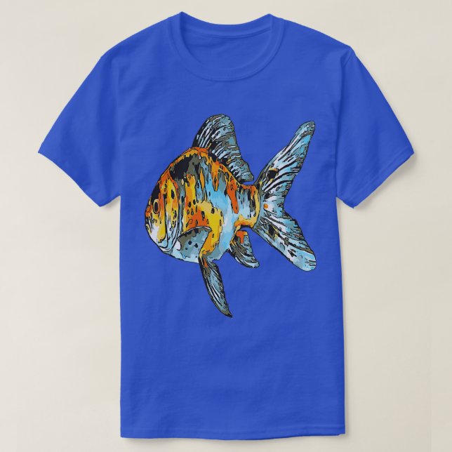 T-shirt Poisson d'or bleu et orange Shubunkin isolé (Design devant)