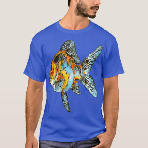 T-shirt Poisson d'or bleu et orange Shubunkin isolé