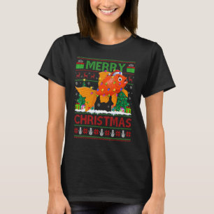T-shirt Poisson d'or Xmas Arbre de Père Noël laid Poisson