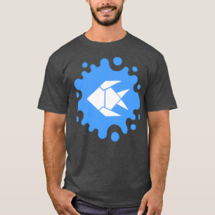 T-shirt Poisson d'Origami mignon sur un fond bleu