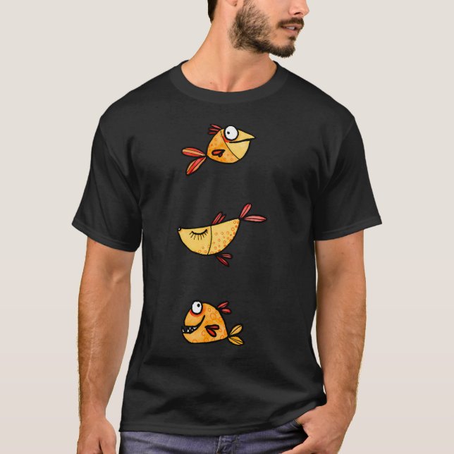 T-shirt poisson drôle gribouillis (Devant)