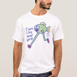 T-shirt Poisson drôle qui court avec des jambes