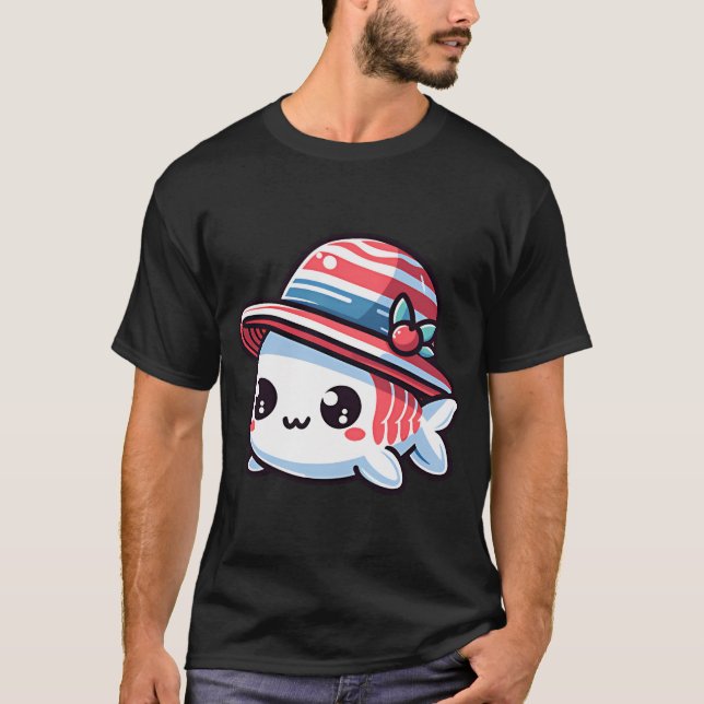 T-shirt Poisson élégant avec chapeau (Devant)