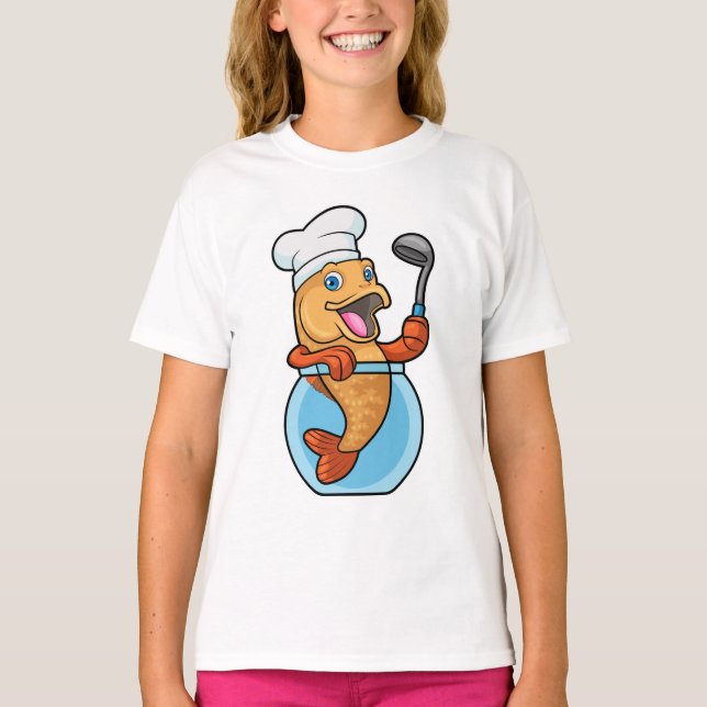T-shirt Poisson en verre comme cuire avec cuillère à soupe (Devant)