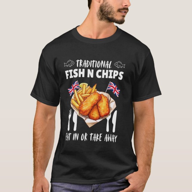 T-shirt Poisson et frites Amoureux de la nourriture britan (Devant)