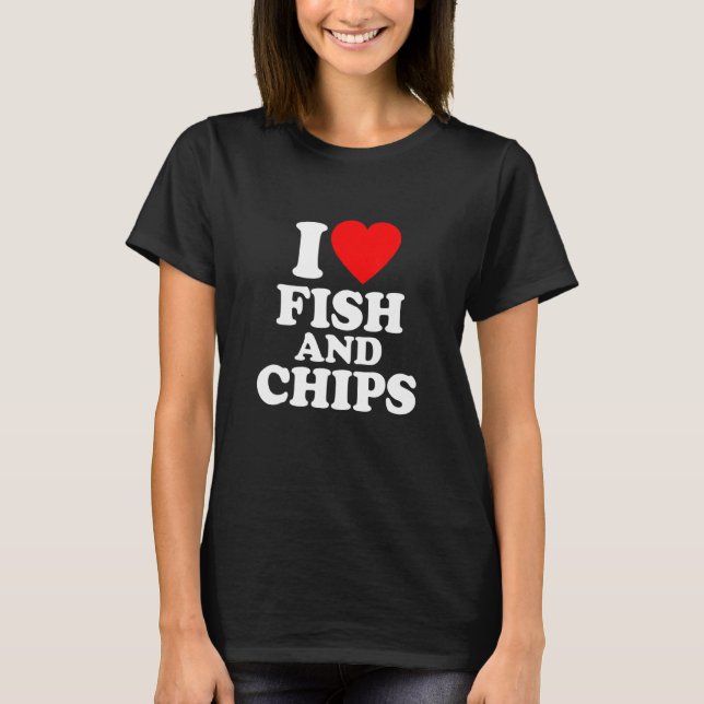 T-shirt Poisson et frites cœur d'amour (Devant)
