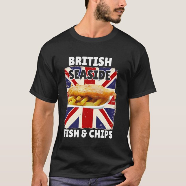 T-shirt Poisson et frites du bord de mer britannique - Pri (Devant)