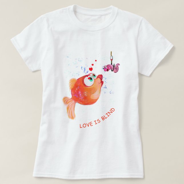 T-shirt Poisson et ver amusant - Texte personnalis (Design devant)