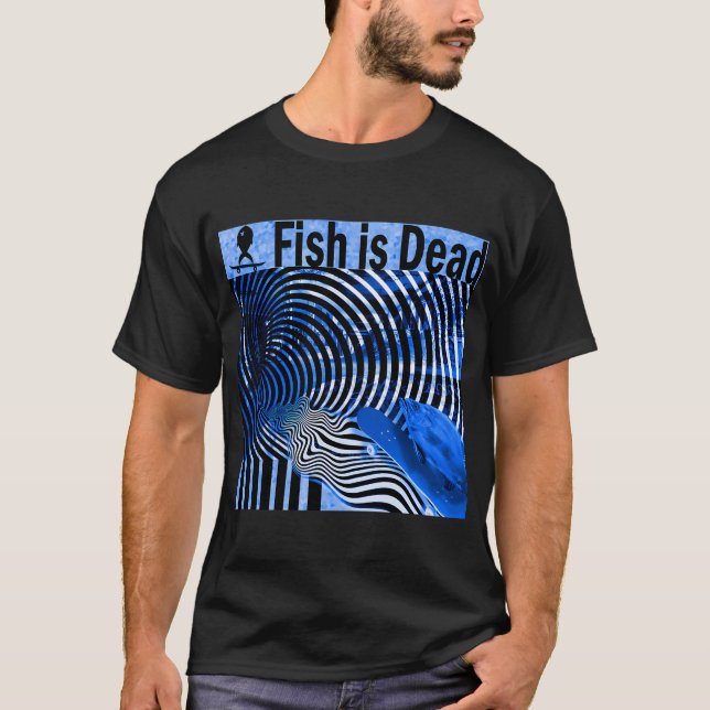 T-shirt Poisson faisant du skateboard sur des illusions Bl (Devant)