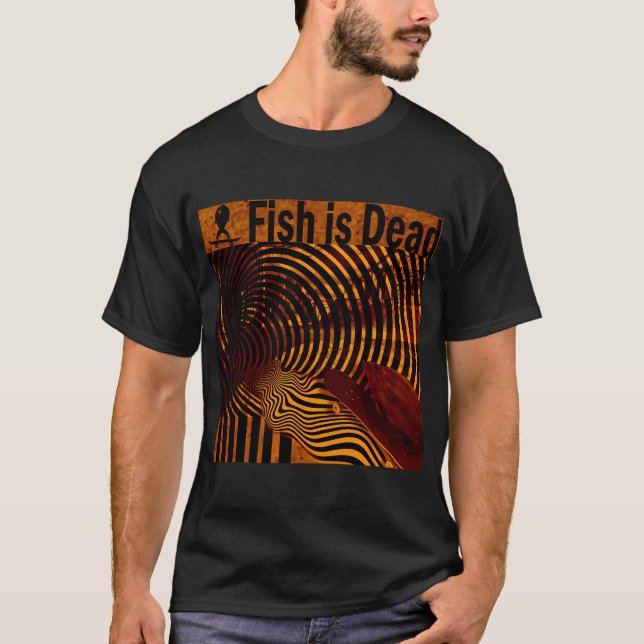 T-shirt Poisson faisant du skateboard sur des illusions Or (Devant)