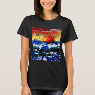 T-shirt Poisson Fantaisiste Abstrait Chaud Rouge Coucher d