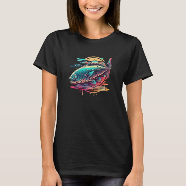 T-shirt Poisson frit Synthwave 80s Rétrowave esthétique 1 (Devant)