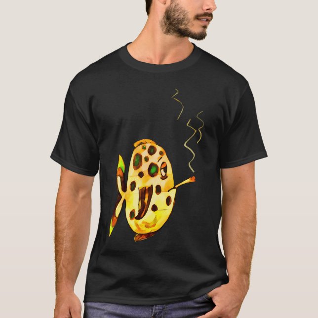 T-shirt Poisson glaçant avec cigarette – dans le style com (Devant)