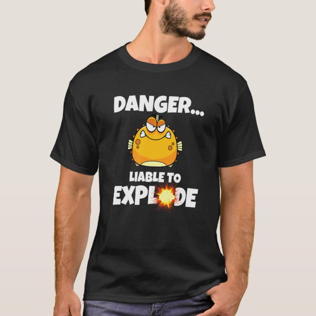 T-shirt Poisson-globe  Danger Risque D'Explosion  Fugu (Devant)