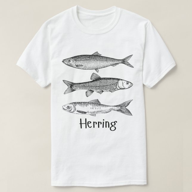T-shirt Poisson hareng, simple, art de trait minimal pour  (Design devant)