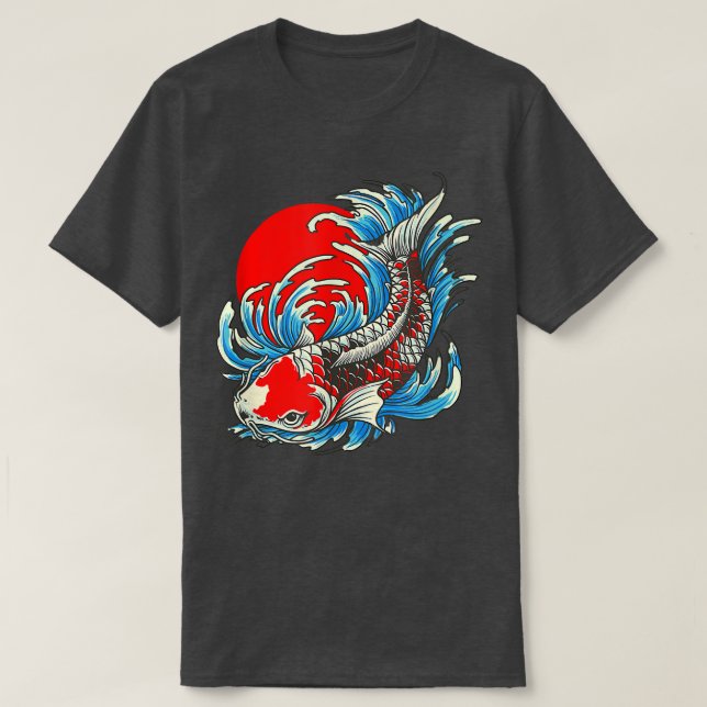 T-shirt Poisson japonais Koi Lune rouge (Design devant)
