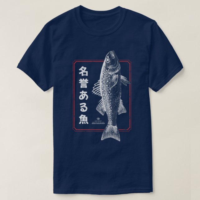 T-shirt Poisson japonais traditionnel Kanji poisson animal (Design devant)