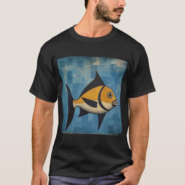 T-shirt Poisson jaune à nageoire noire (Devant)