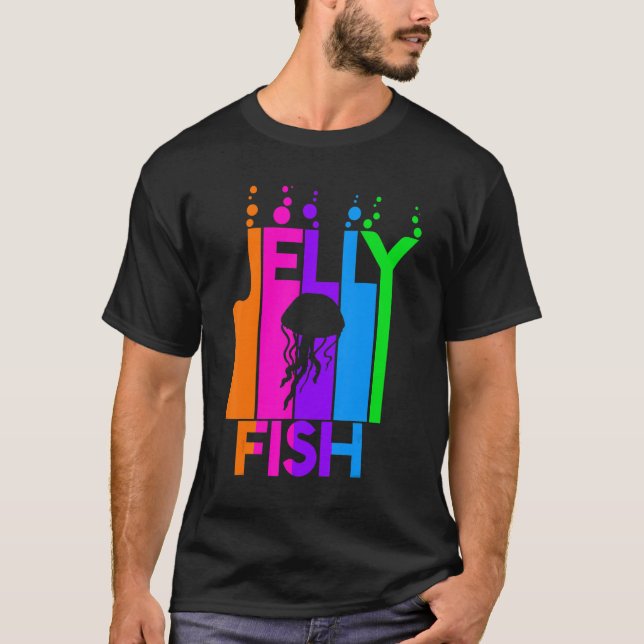 T-shirt Poisson Jelly Animal Rainbow Bulle Avec Silhouette (Devant)