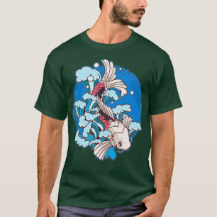 T-shirt Poisson Koi asiatique Koi Pond en vague