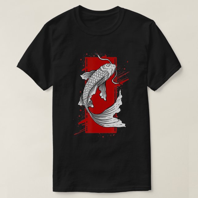 T-shirt Poisson Koi asiatique rétro Japonais traditionnel (Design devant)