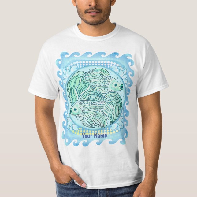 T-shirt Poisson Koi Bleu (Devant)