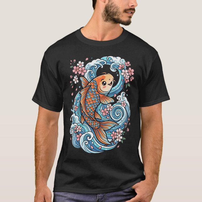 T-shirt Poisson Koi de Samouraï Épique (Devant)