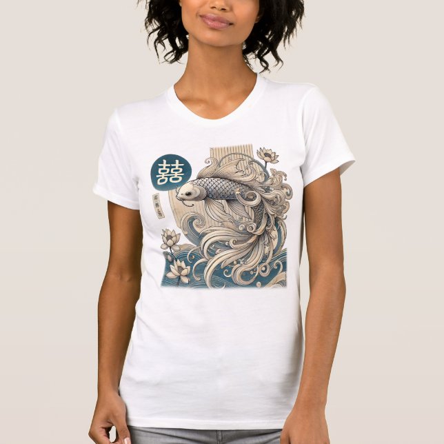 T-shirt poisson Koi stylisé (Devant)