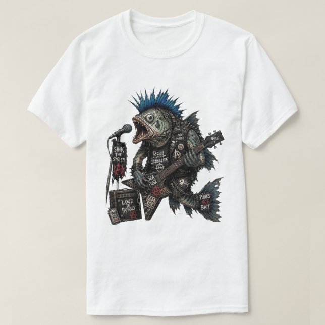 T-Shirt Poisson-Lune Punk Rock (Design devant)