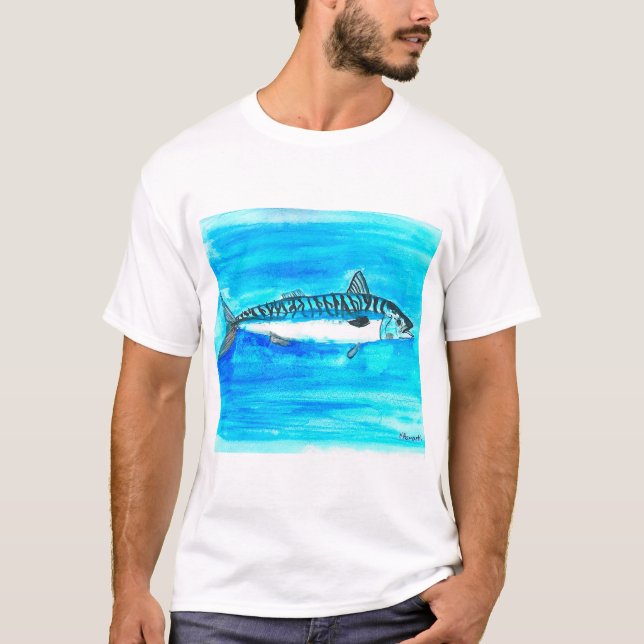 T-shirt Poisson maquereau aquarelle océan sous la mer (Devant)
