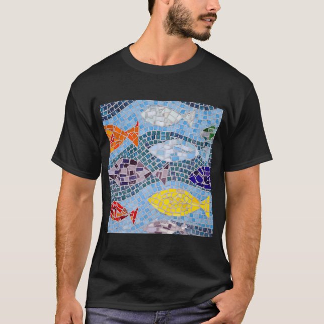 T-shirt Poisson Mosaique Coloré (Devant)