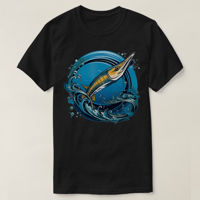T-shirt Poisson-nef de style rétro (Design devant)
