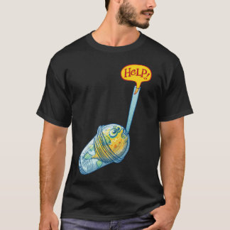 T-shirt Poisson noir à l'intérieur d'un verre en plastique