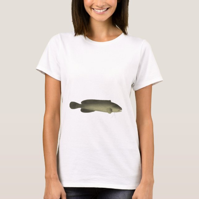 T-shirt Poisson noir de rivière Imprimer, papier d'affiche (Devant)