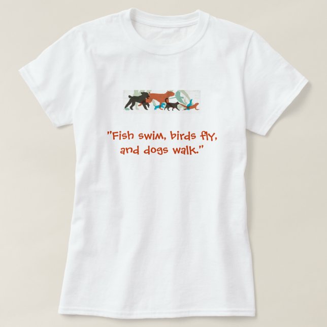 T-shirt Poisson, Oiseaux Voler, Chiens Marcher Animaux de  (Design devant)