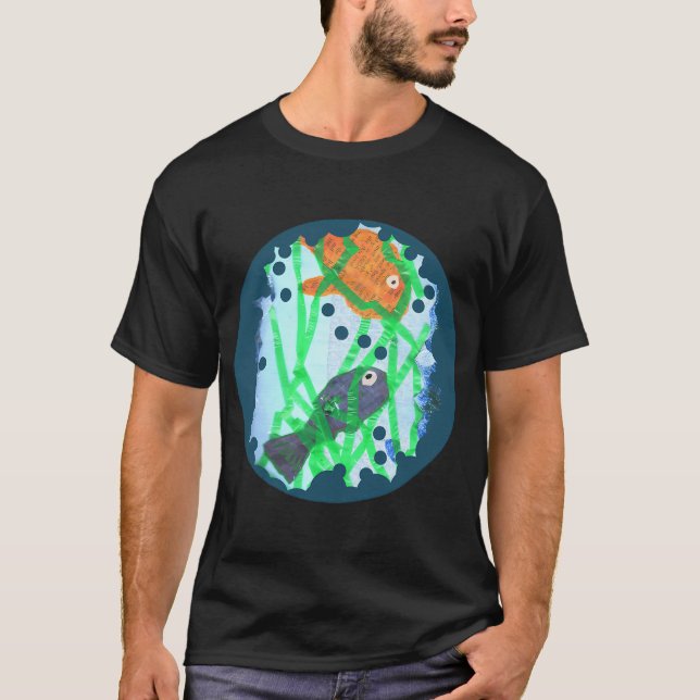 T-shirt Poisson orange et bleu (Devant)