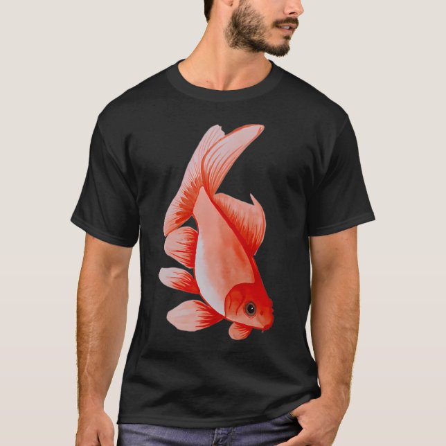 T-shirt Poisson orange - peint à la main à l'aquarelle. (Devant)