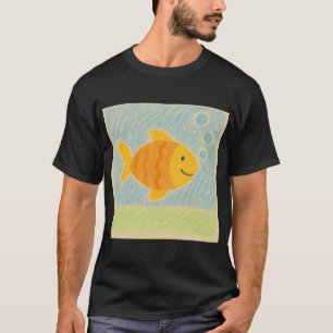 T-shirt Poisson orange souriant avec des bulles